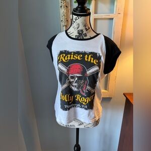 Ladies Pittsburgh Pirates Jolly Rodger T-Shirt Sz Large